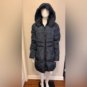 Women's Navy Blue Puffer Coat with Hood